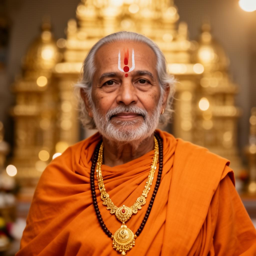 Spiritual gathering, temple, pooja and devotees