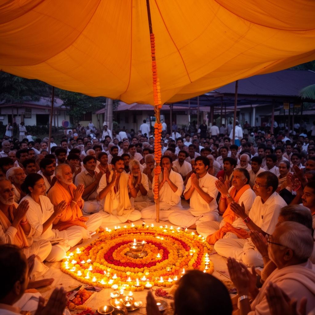 Devotees at a spiritual gathering